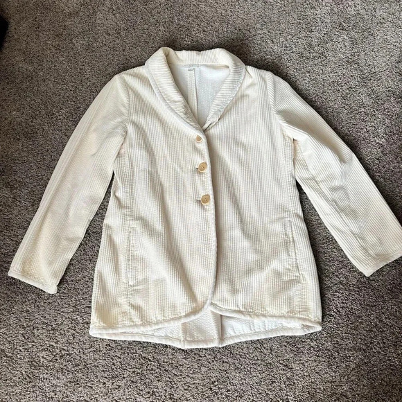 J Jill Jacket Womens Corduroy Button Trench Pea Coat Structured Chic Vintage 90s - Picture 1 of 11